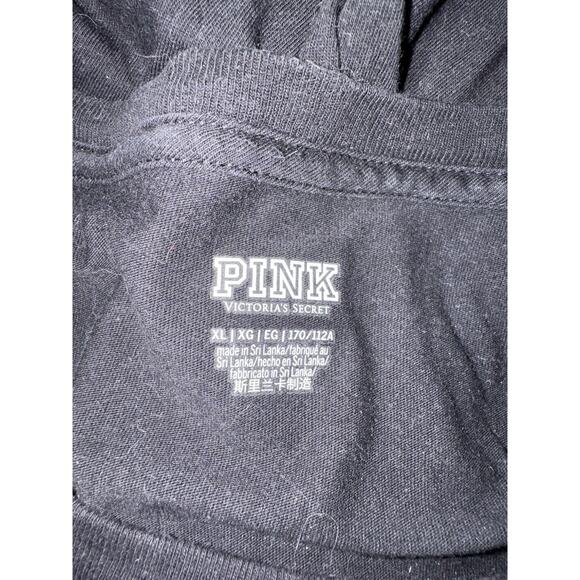 Victoria's Secret PINK Campus Tee Black Rhinestone BLING Logo T Shirt Size XL - Picture 2 of 2